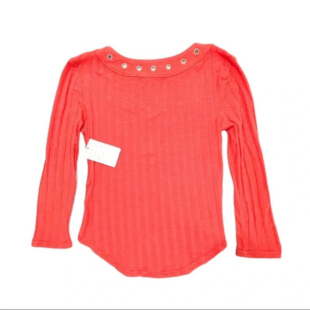 NWT FREE PEOPLE Textured Lace Grommet Henley